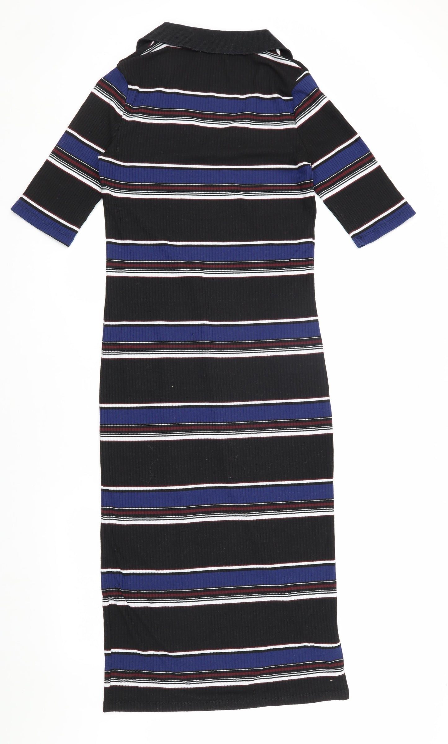 Mango Women Multicoloured Stripe Midi Shirt Dress