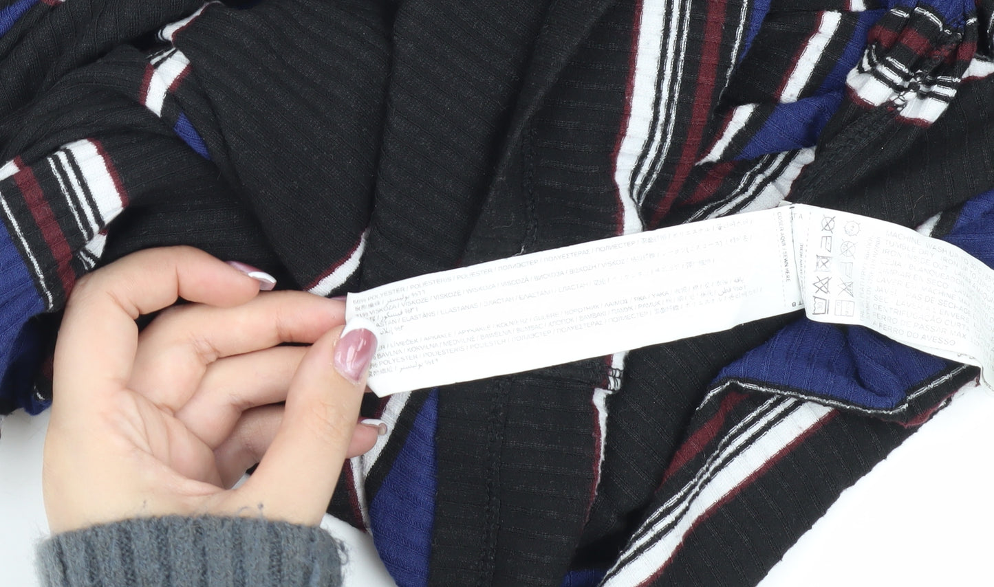 Mango Women Multicoloured Stripe Midi Shirt Dress