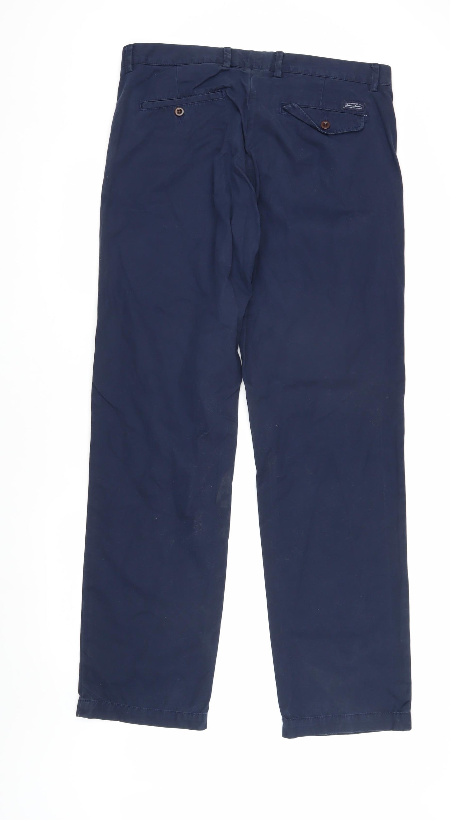 GANT Men's Blue Chino Trousers, 36W Regular Fit