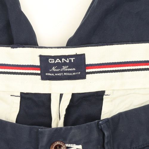 GANT Men's Blue Chino Trousers, 36W Regular Fit