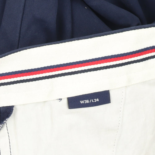 GANT Men's Blue Chino Trousers, 36W Regular Fit