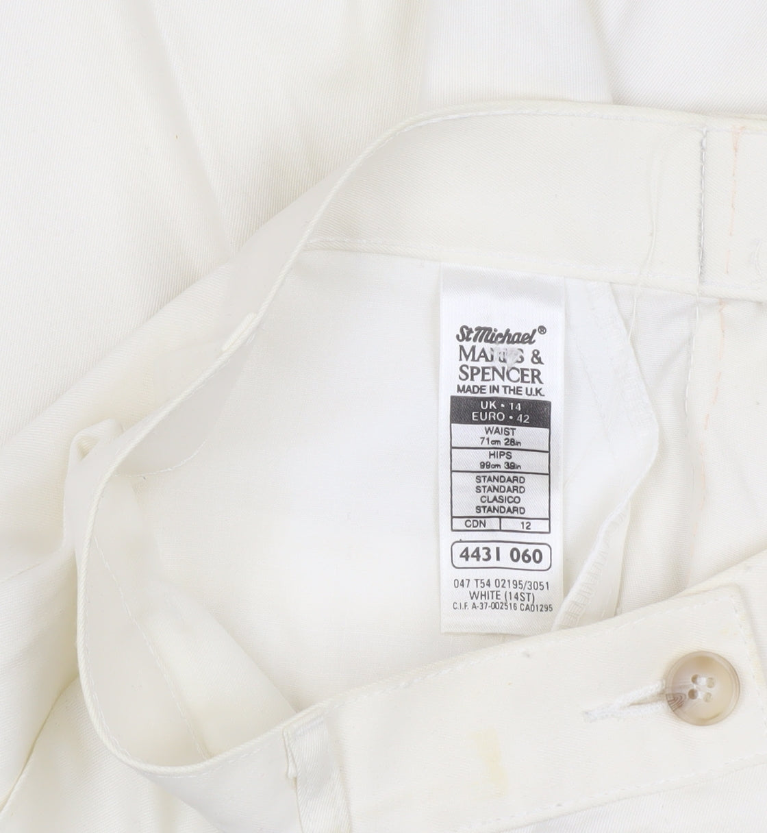 Marks and Spencer Women's Ivory High Rise Trousers