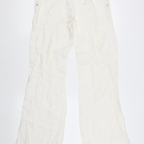 River Island Women's White Linen Trousers Size 8