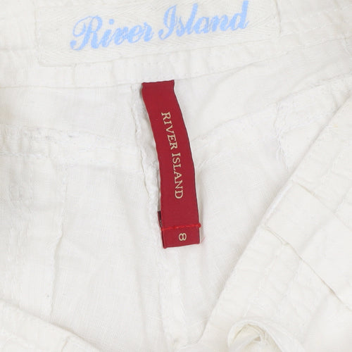 River Island Women's White Linen Trousers Size 8
