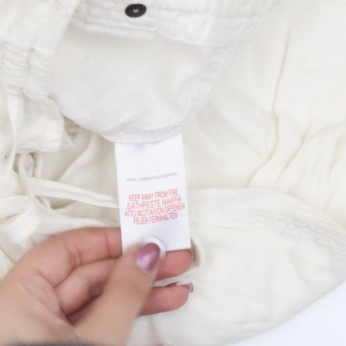 River Island Women's White Linen Trousers Size 8
