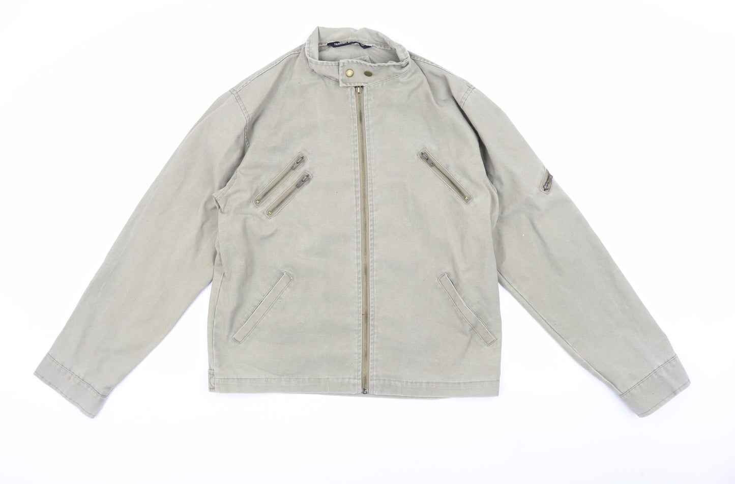 Fashion Union Beige Biker Jacket, Men's M, Casual Style