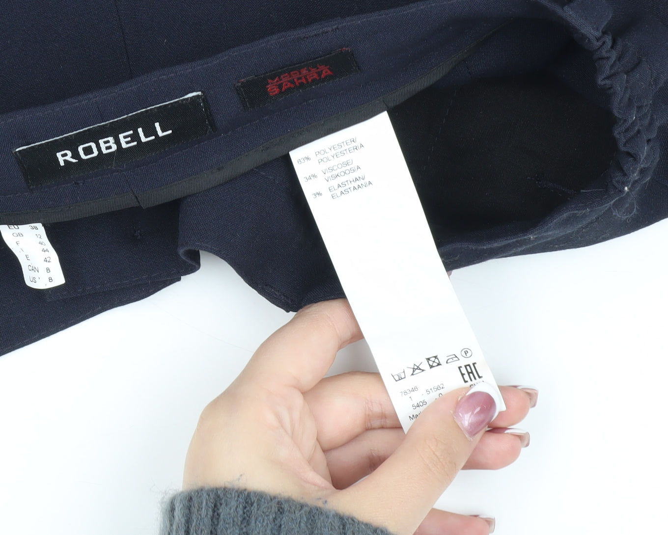 Robell Unisex Blue Trousers Size 12 Mid Rise