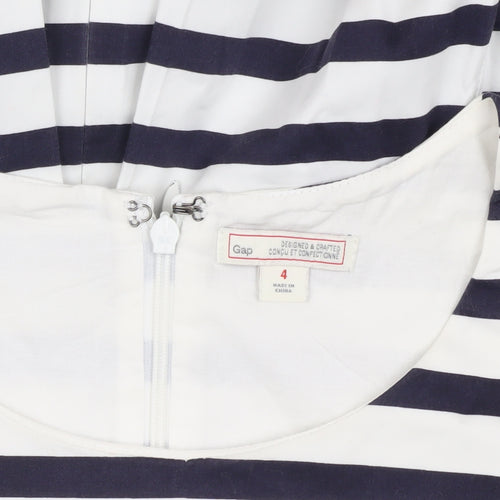 Gap Women's White Striped Fit & Flare Dress