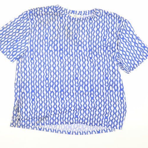 Marks and Spencer Women's Blue Geometric T-Shirt, Size 14