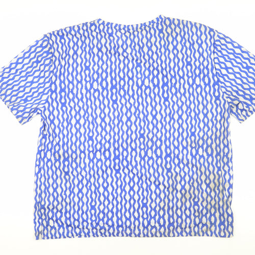 Marks and Spencer Women's Blue Geometric T-Shirt, Size 14