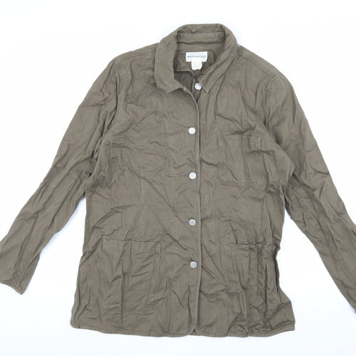 Warehouse Women's Brown Cotton Jacket Size 16 Casual