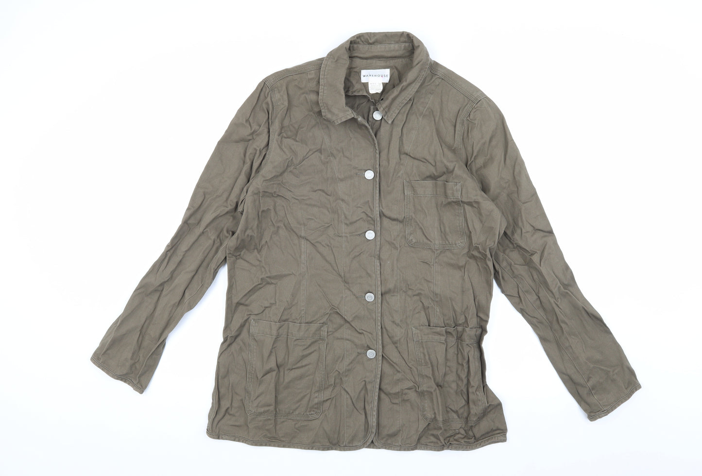 Warehouse Women's Brown Cotton Jacket Size 16 Casual