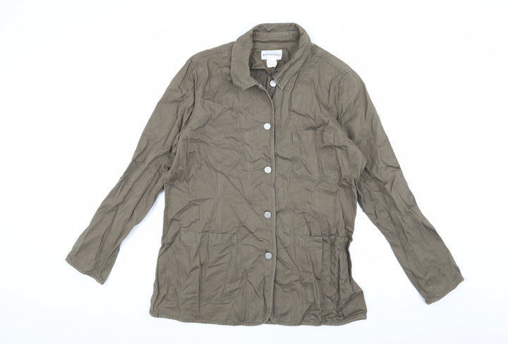 Warehouse Women's Brown Cotton Jacket Size 16 Casual