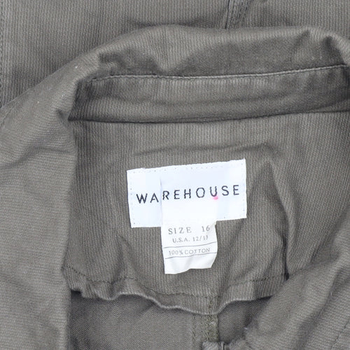 Warehouse Women's Brown Cotton Jacket Size 16 Casual
