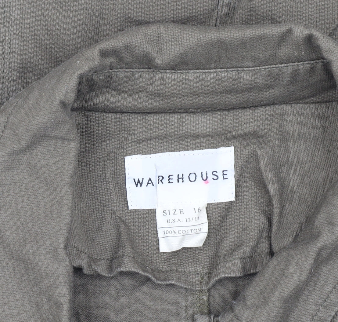 Warehouse Women's Brown Cotton Jacket Size 16 Casual