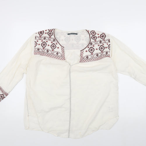 Velvet Women's Ivory Embroidered Tunic Blouse S