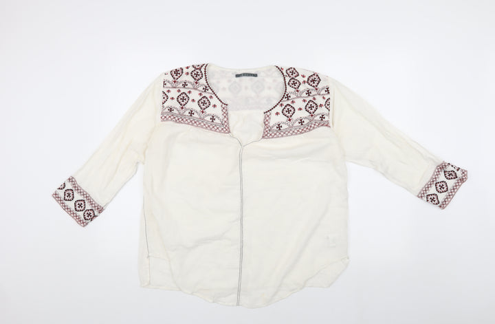 Velvet Women's Ivory Embroidered Tunic Blouse S