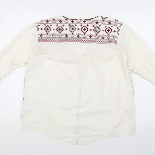Velvet Women's Ivory Embroidered Tunic Blouse S
