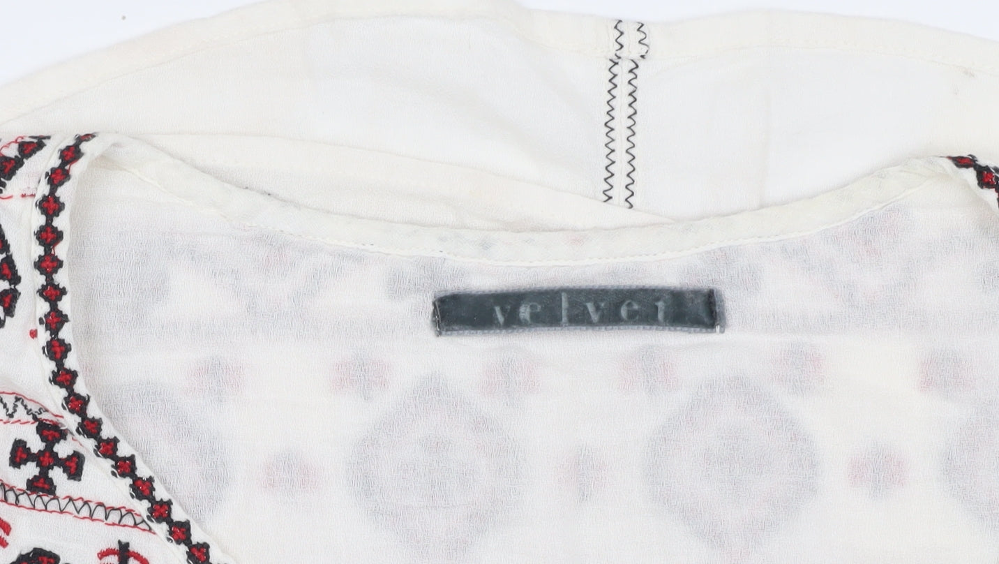 Velvet Women's Ivory Embroidered Tunic Blouse S