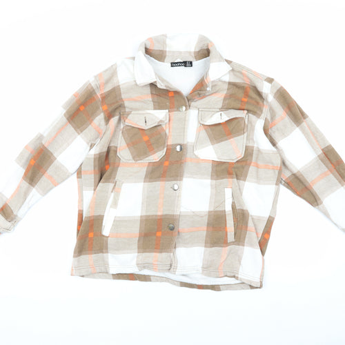 Boohoo Women's Beige Check Jacket Size S