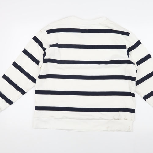 Marks and Spencer White Striped Sweatshirt - Medium