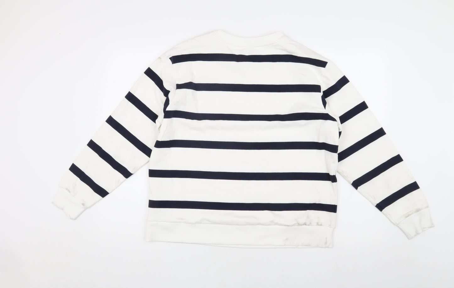 Marks and Spencer White Striped Sweatshirt - Medium