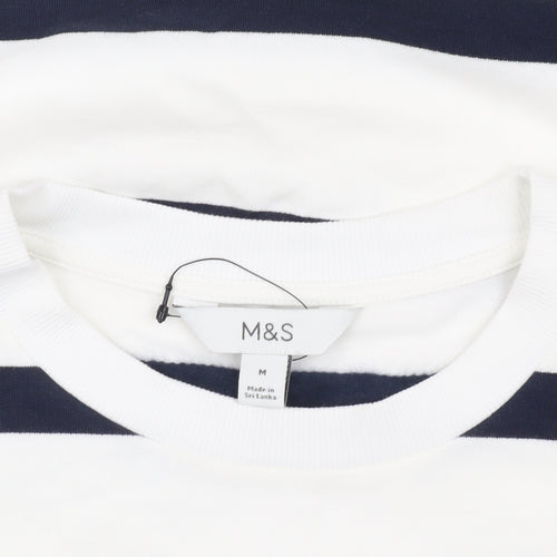 Marks and Spencer White Striped Sweatshirt - Medium