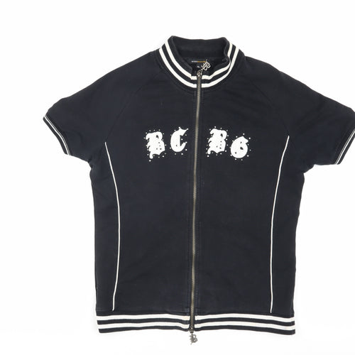 BCBG Max Azria Girls Black Track Jacket, XL, Short Sleeve Style