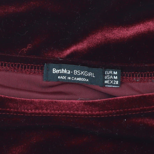 Bershka Women's Red Velvet Off Shoulder Blouse M