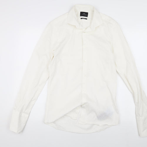 Moss London Men's White Button-Up Shirt Size 38