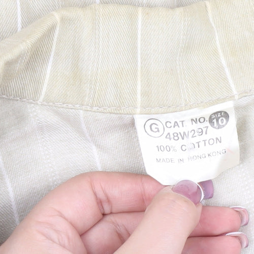 Beige Women's Pinstripe Blazer, Size 10, Cotton