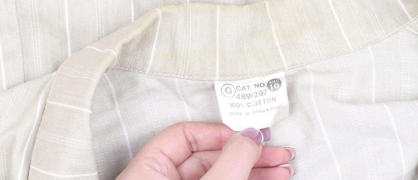 Beige Women's Pinstripe Blazer, Size 10, Cotton