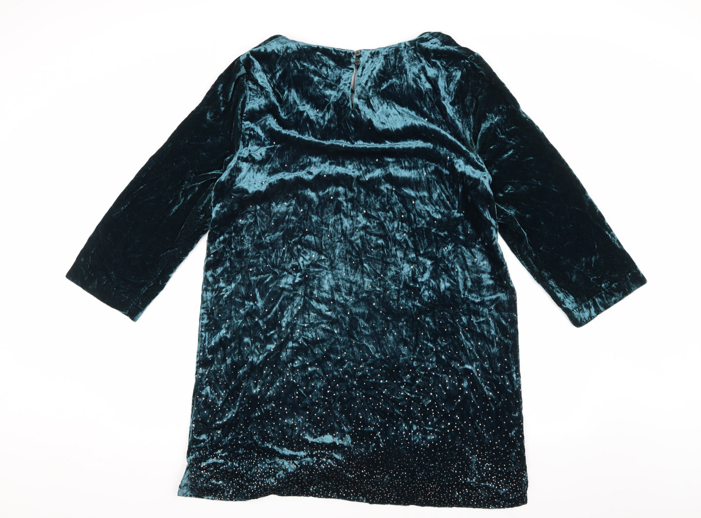 White Stuff Women's Blue V-Neck Velvet Dress Size 16