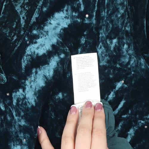 White Stuff Women's Blue V-Neck Velvet Dress Size 16