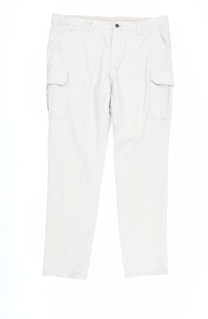 Massimo Dutti Men's Beige Cargo Trousers Slim Fit 36