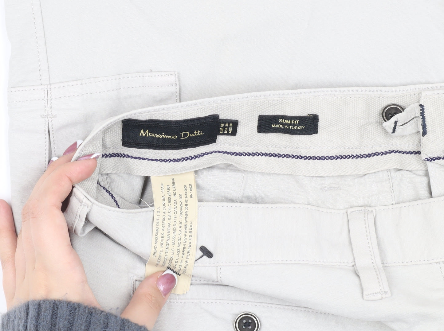 Massimo Dutti Men's Beige Cargo Trousers Slim Fit 36