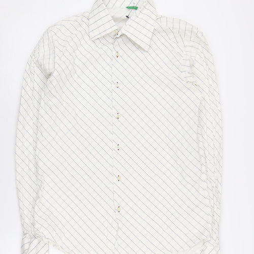 United Colors of Benetton Men's L White Check Shirt