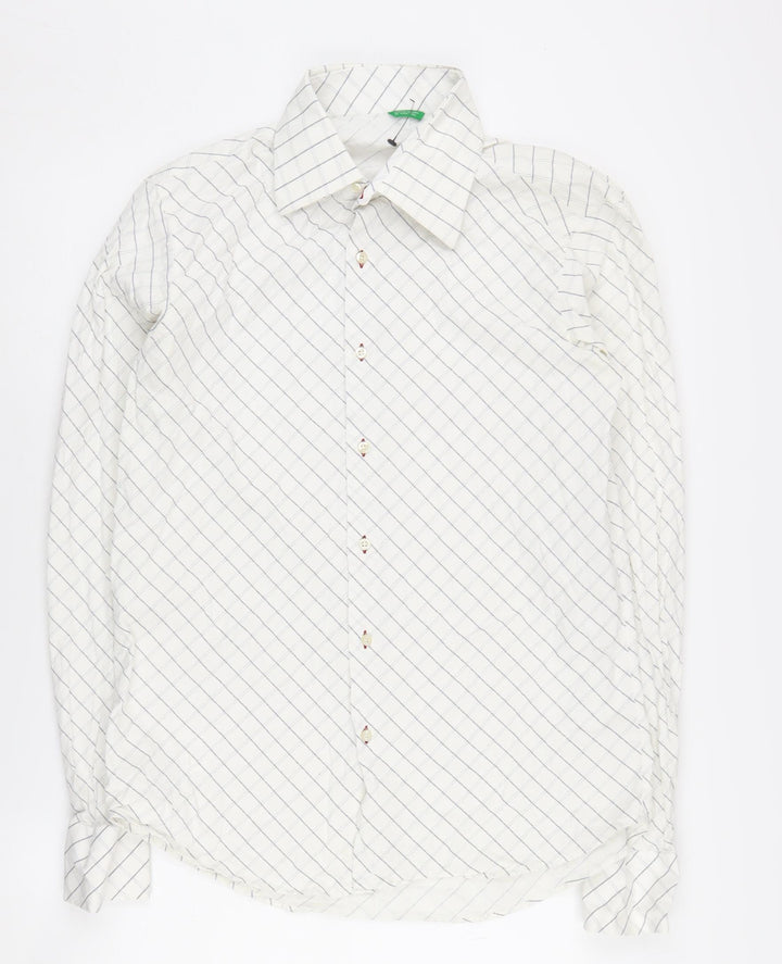 United Colors of Benetton Men's L White Check Shirt