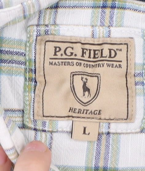 P.G. Field Men's Green Plaid Button-Up Shirt L