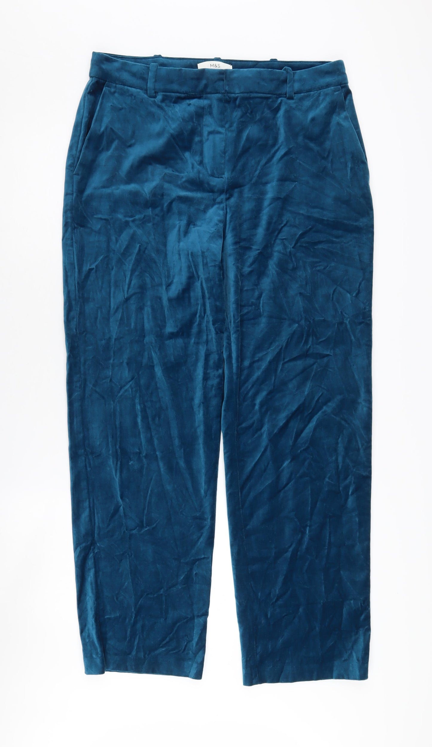 Marks and Spencer Women's Blue Straight Trousers Size 14