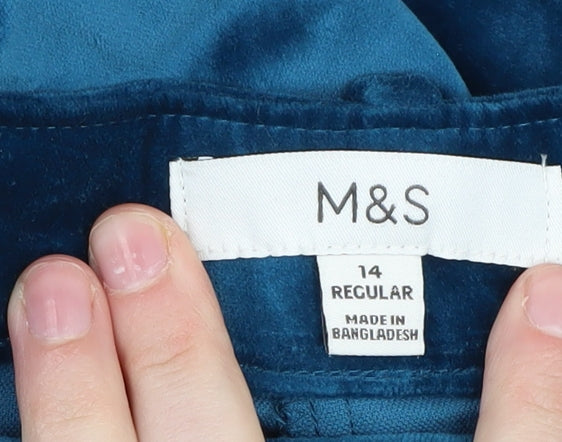 Marks and Spencer Women's Blue Straight Trousers Size 14