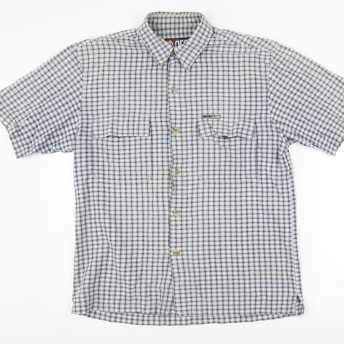 nrg Men's Blue Check Short Sleeve Button-Up Shirt M