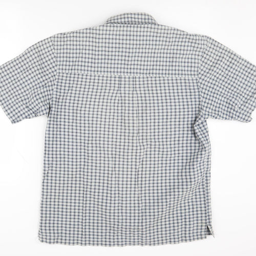 nrg Men's Blue Check Short Sleeve Button-Up Shirt M