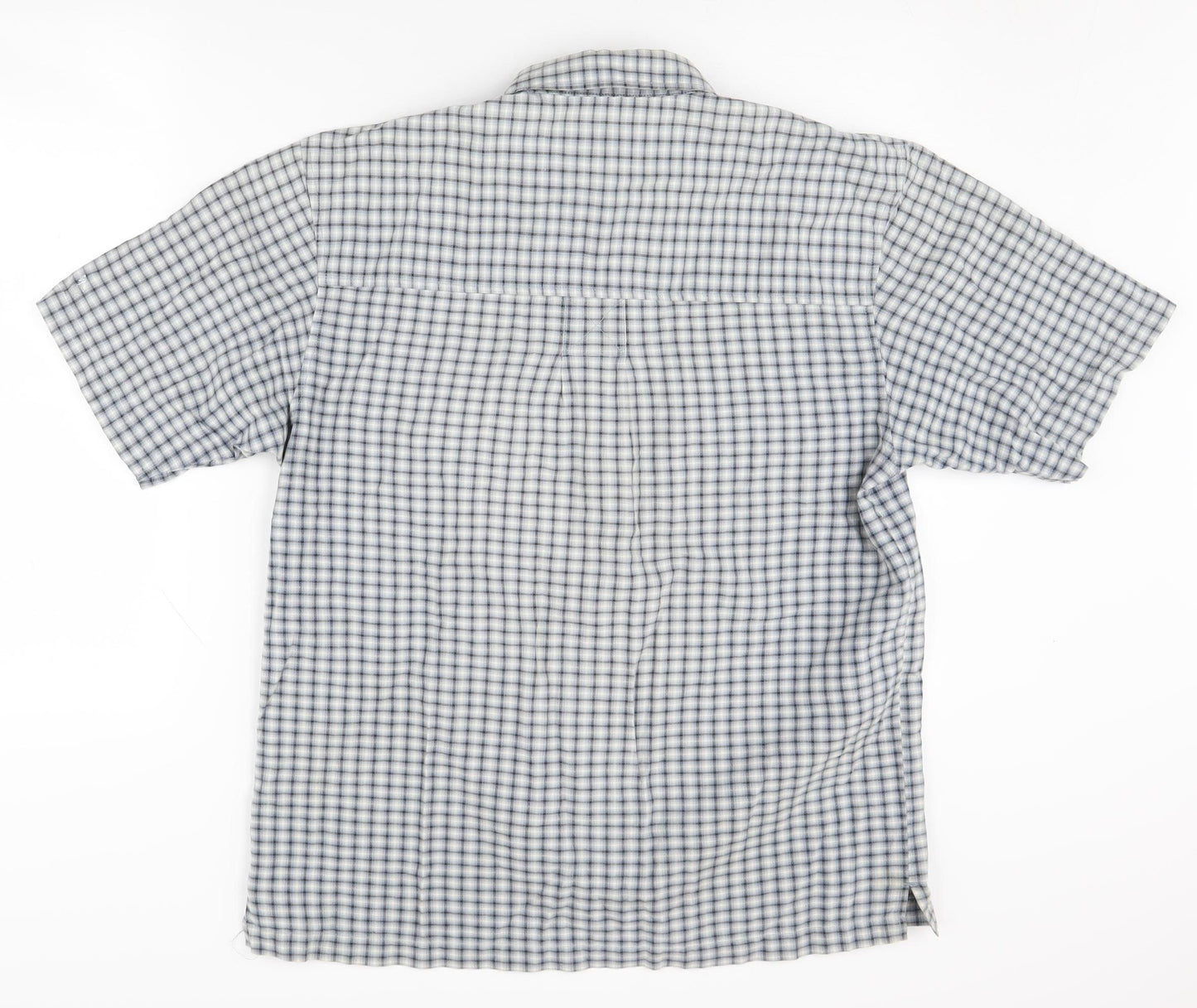 nrg Men's Blue Check Short Sleeve Button-Up Shirt M