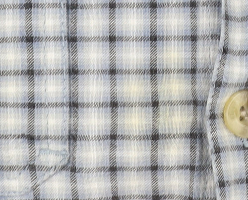 nrg Men's Blue Check Short Sleeve Button-Up Shirt M