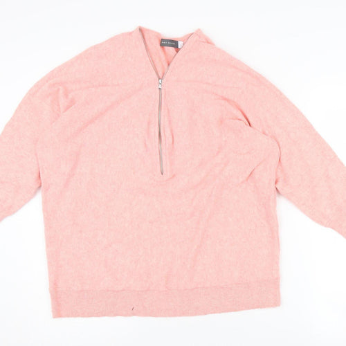 Mint Velvet Women's Pink Half-Zip Jumper - Size L