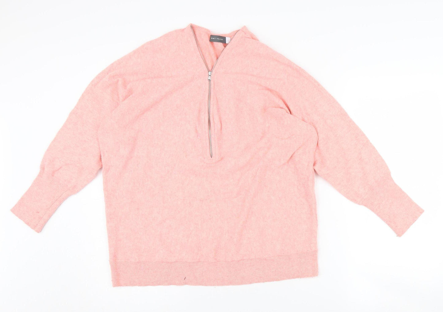 Mint Velvet Women's Pink Half-Zip Jumper - Size L