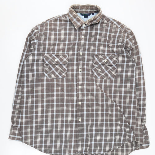 Boden Men's Brown Check Long Sleeve Shirt L