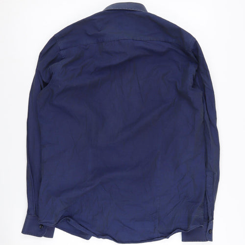 Savile Row Men's Blue Slim Fit Long Sleeve Shirt 15.5