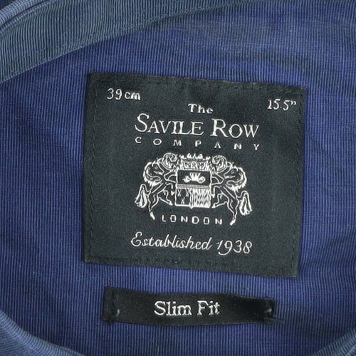 Savile Row Men's Blue Slim Fit Long Sleeve Shirt 15.5
